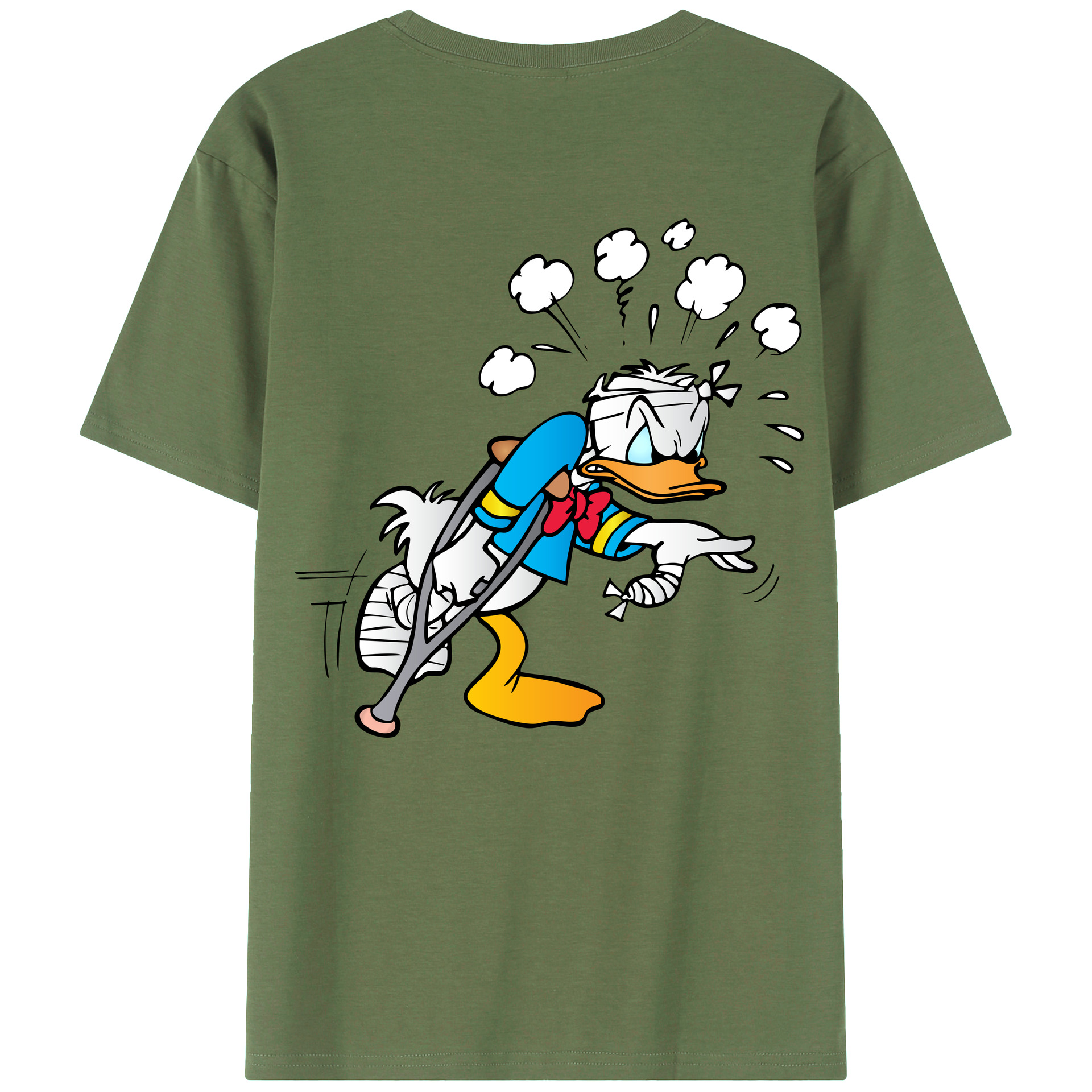 ミッキーマウス Mickey Mouse 綿100％ メンズ半袖Tシャツ（バックプリント） 通気性